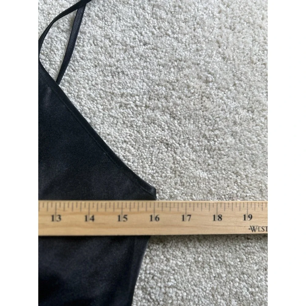 Vertifirmex Women's Black Satin Slip Dress Medium Grunge Goth Vamp Firty Racy - Picture 2 of 7